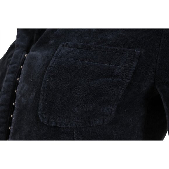 Balenciaga Vintage y2k Cropped Collared Jacket Medium Navy Blue Velvet 2000's - Picture 5 of 10